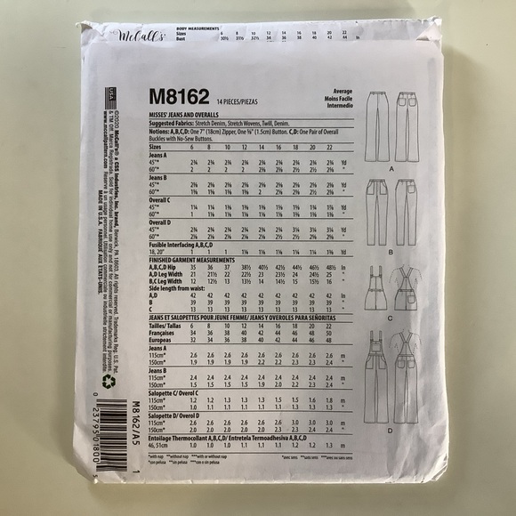 McCall’s M8162 Sewing Pattern - Picture 2 of 3